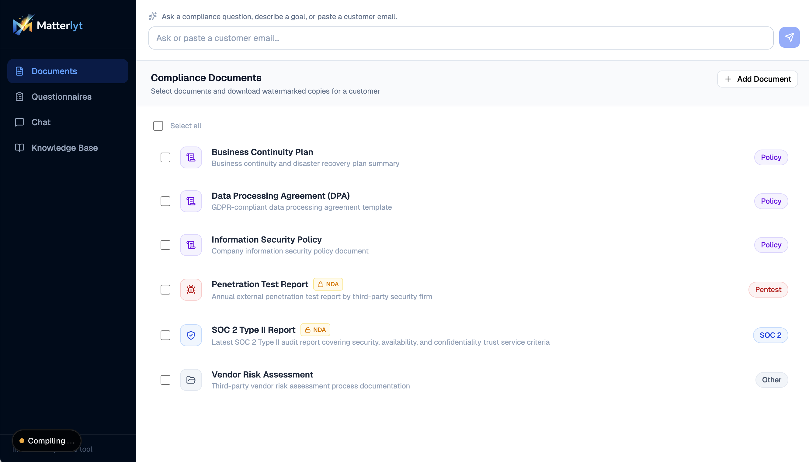 Matterlyt compliance document library